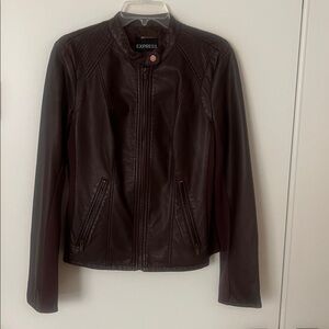 NEW. Express Espresso Brown Faux Leather moto Jacket. Size L